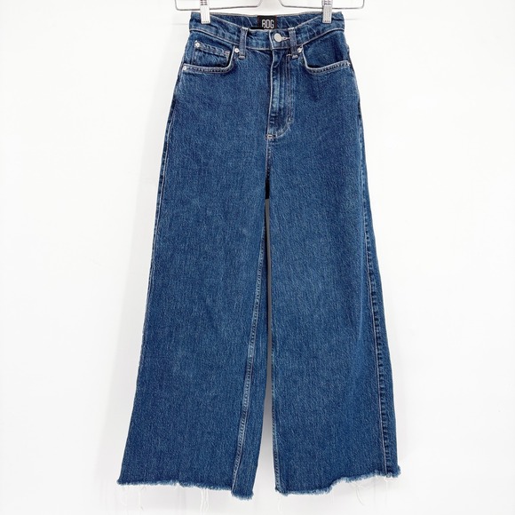 Urban Outfitters Denim - BDG UO Womens A-Wide High Rise Raw Hem Wide Barrel Leg Blue Denim Jeans Size 24